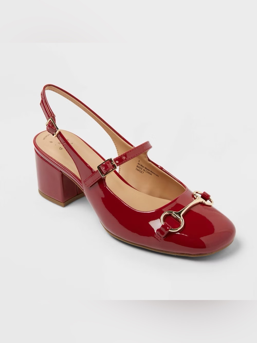Women's Lucky Square Toe Mary Jane Heels with Memory Foam Insole Size 6.5